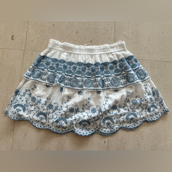 Loveshackfancy ruffle skirt in blue and white - Picture 2 of 3
